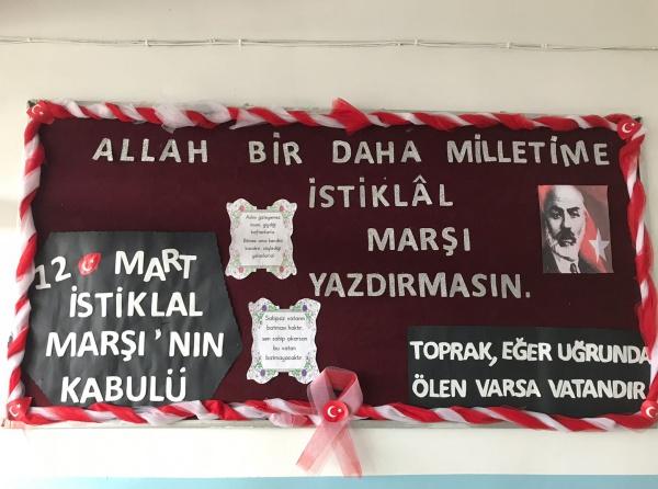 12 Mart İstiklal Marşının Kabulü  ve Mehmet Akif Ersoy´u Anma Günü Panosu